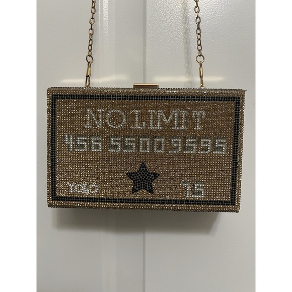 Handbags - No Limit Rhinestone Clutch Purse Shoulder Bag YOLO Credit Card Money Urban Bling